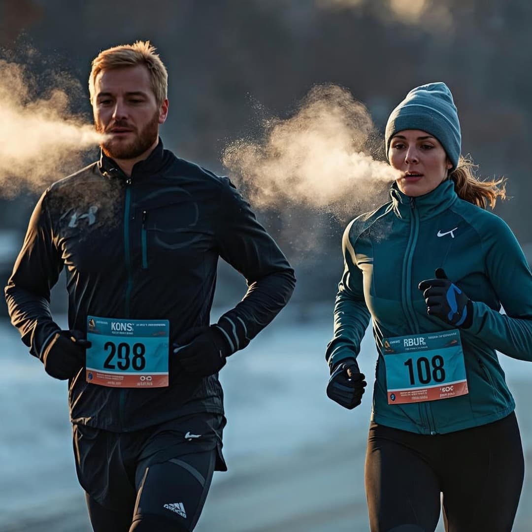 Coureurs à pied en hiver