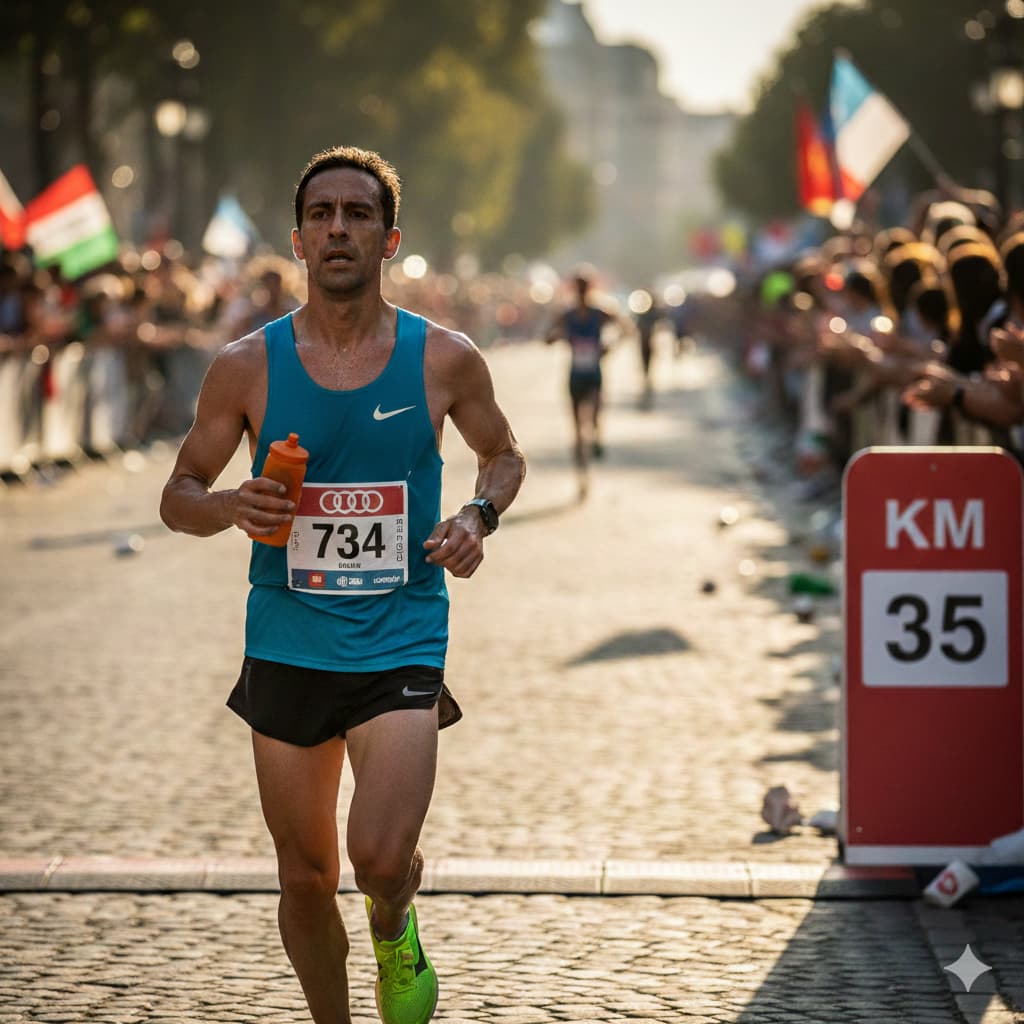 Marathonien passant le 35ème km