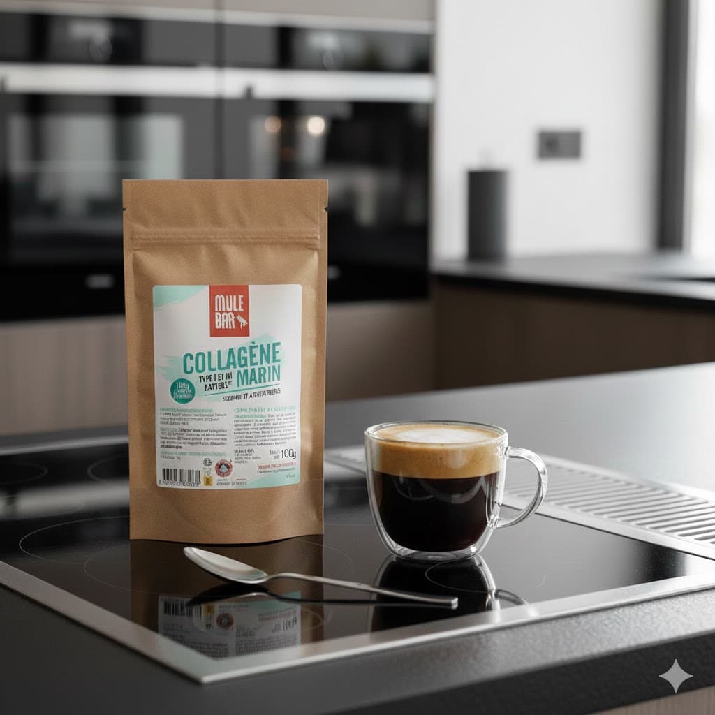 Collagène Mulebar avec sa tasse de café