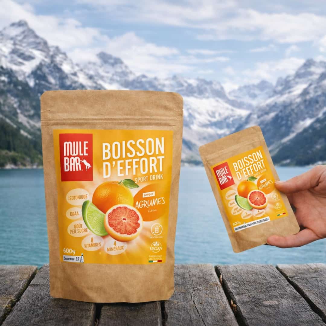 La boisson d'effort agrumess existe en 2 formats