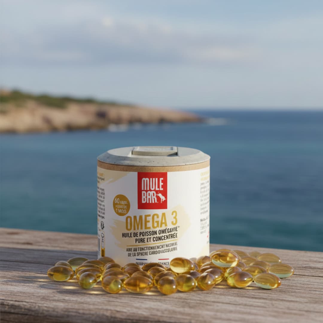 Pot d'omega-3 Mulebar avec un fond de bretagne