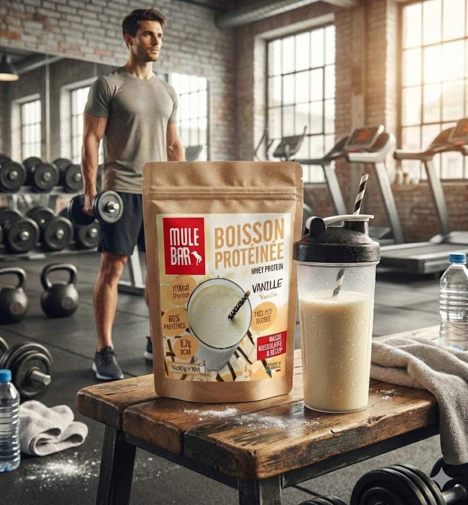 Mulebar whey protein à la salle de sport