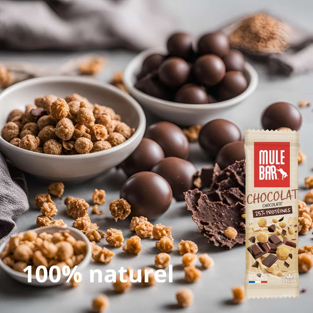 Publicité barre protéinée vegan ulebar chocolat 40g