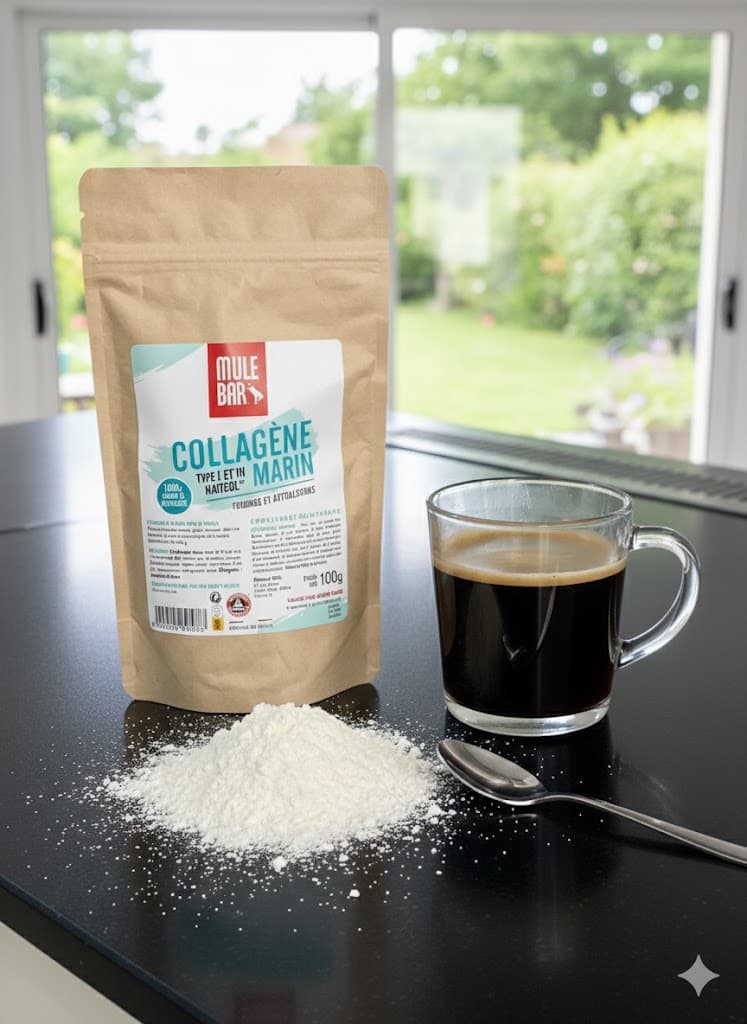 Vue de la poudre de collagene marin Mulebar
