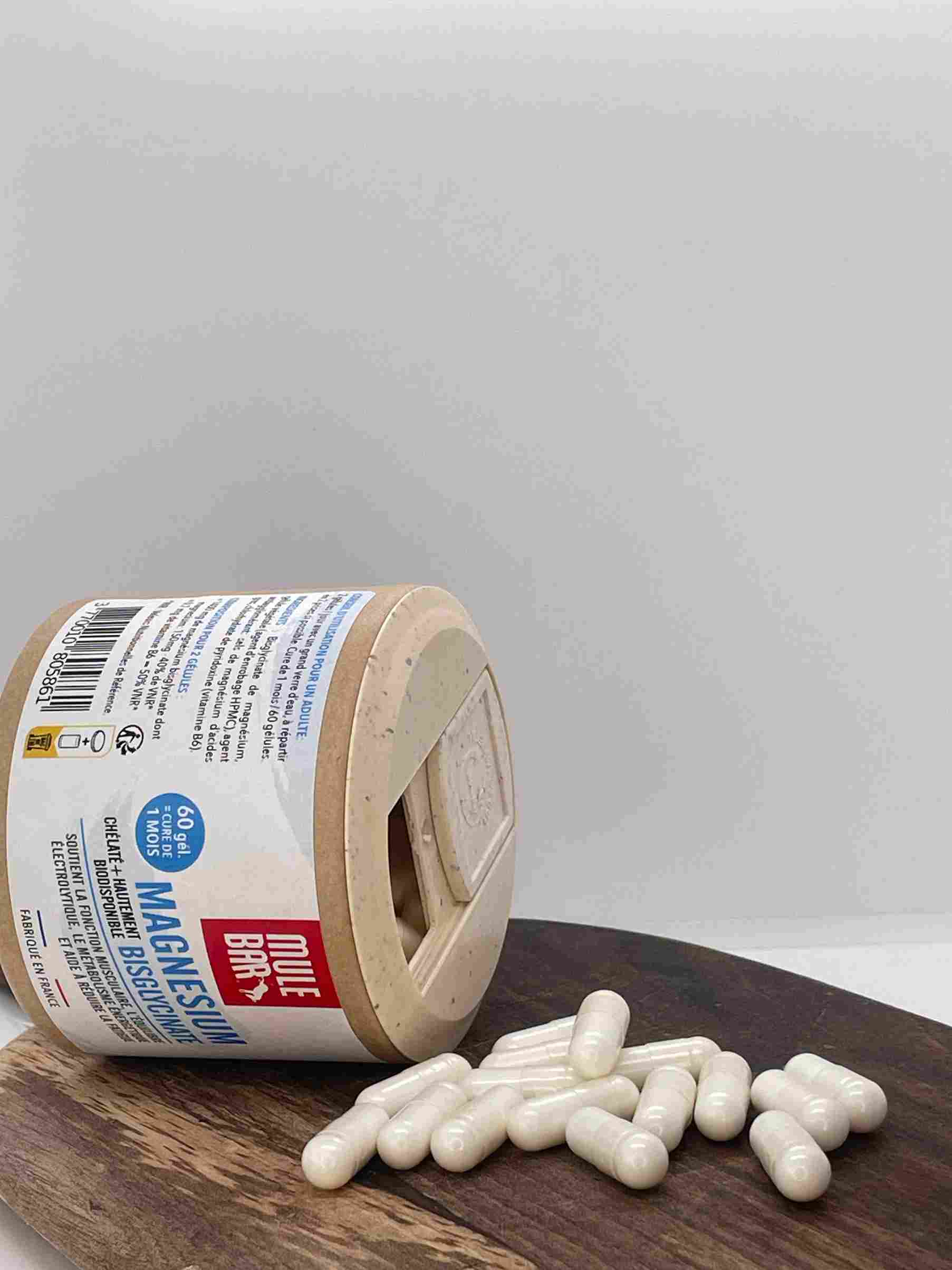 Vu des gélules du magnésium bisglycinate Mulebar