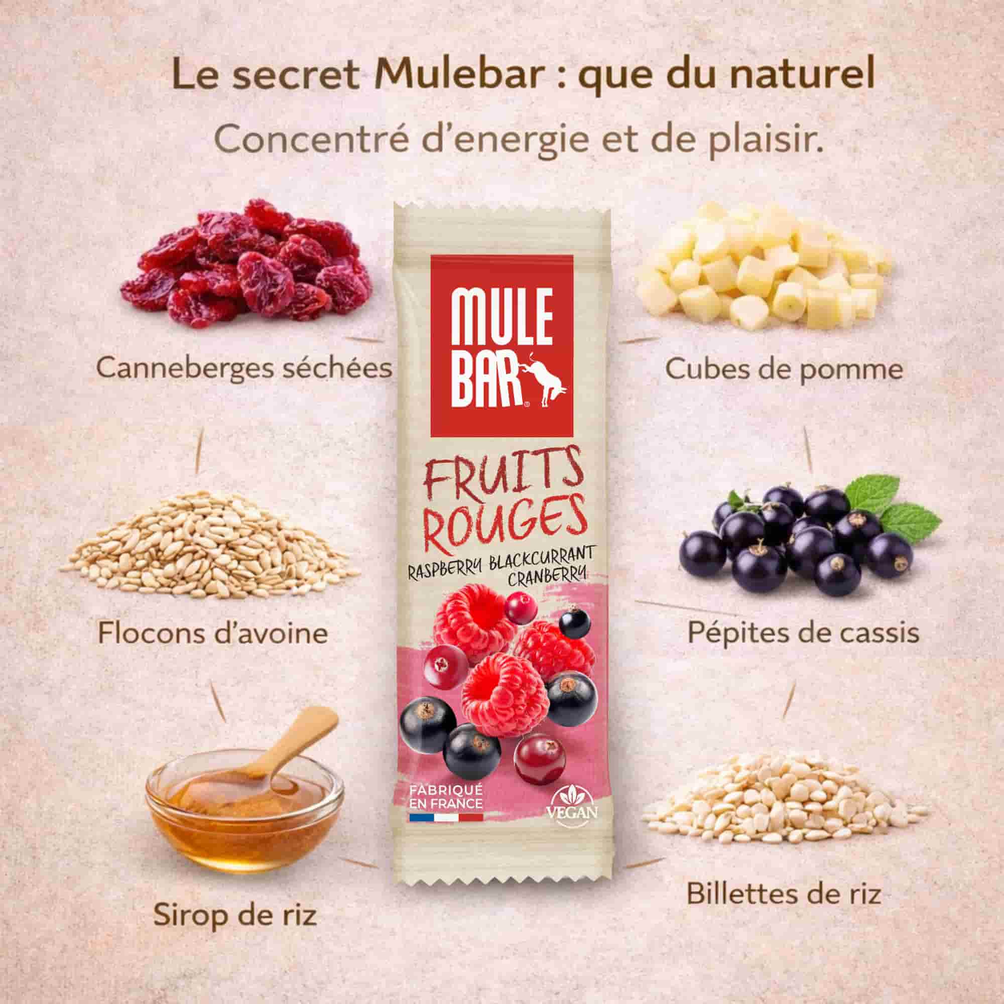Ingrédients barre fruits rouges Mulebar