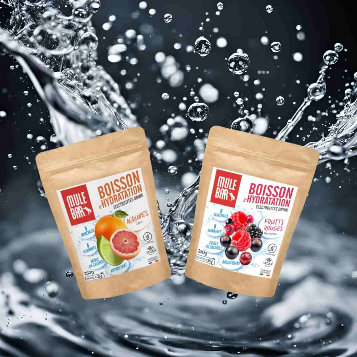 Gamme de boissons d'hydratation Mulebar aux fruits rouges et aux agrumes