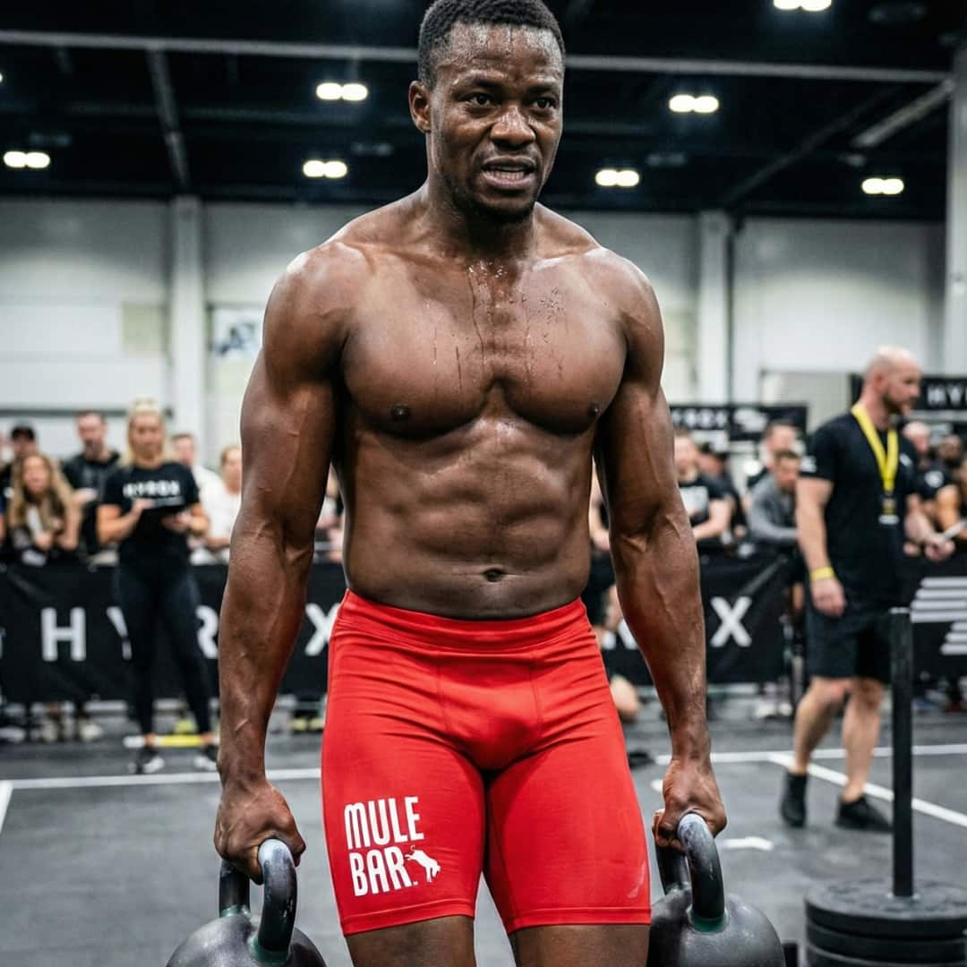 Athlete Mulebar pendant un Hyrox