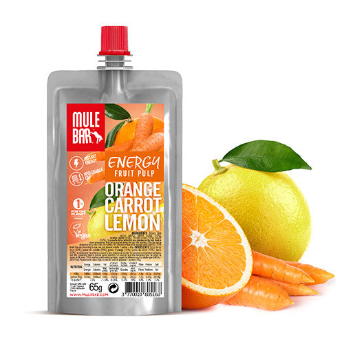 Compote énergétique vegan Mulebar orange carotte citron