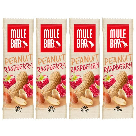 Lot de 4 barres énergétiques vegan Mulebar Cacahuète Framboise 