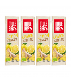 Lot de 4 barres énergétiques bio et vegan Mulebar Citron Gingembre