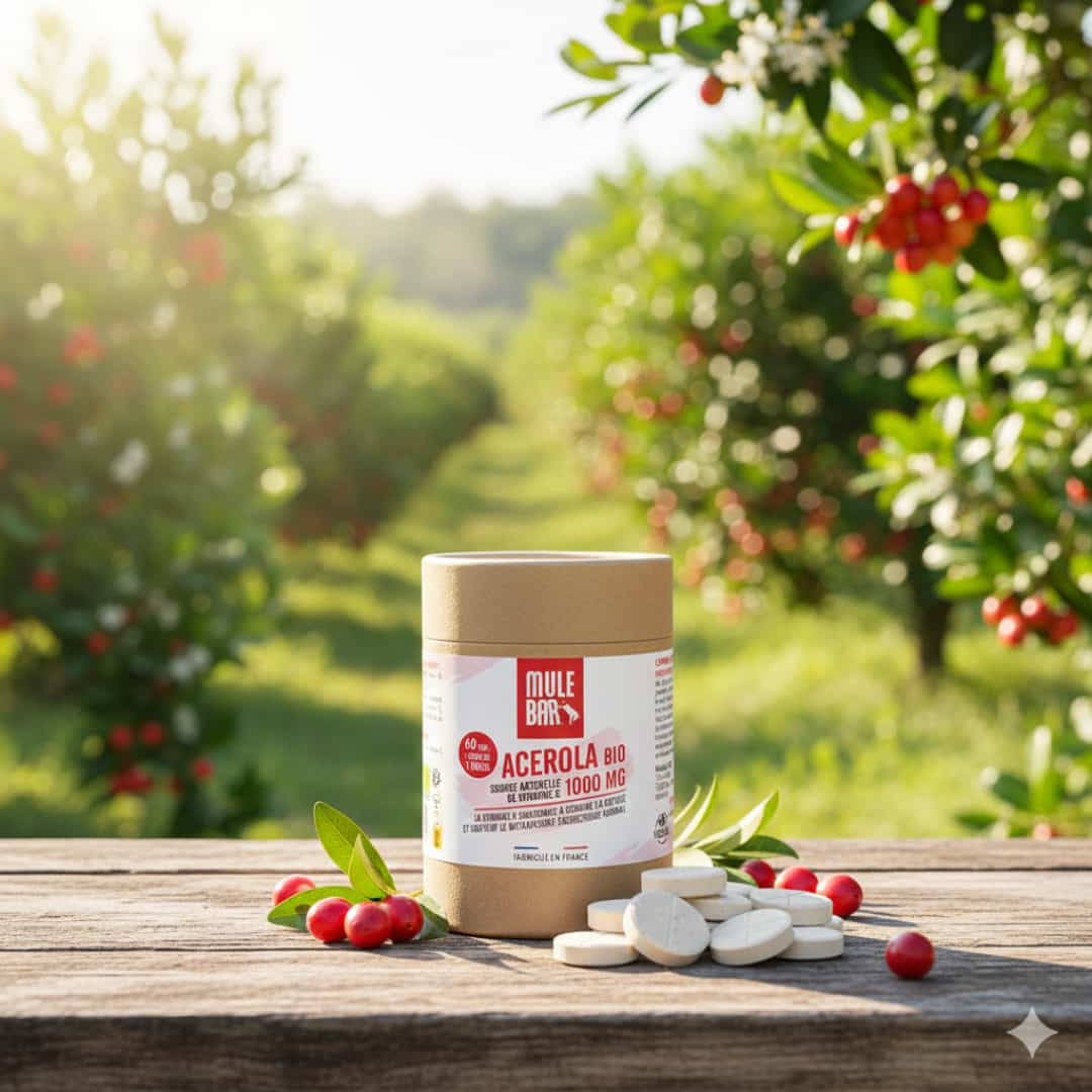 Acerola vitamine C 1000mg Mulebar dans un verger