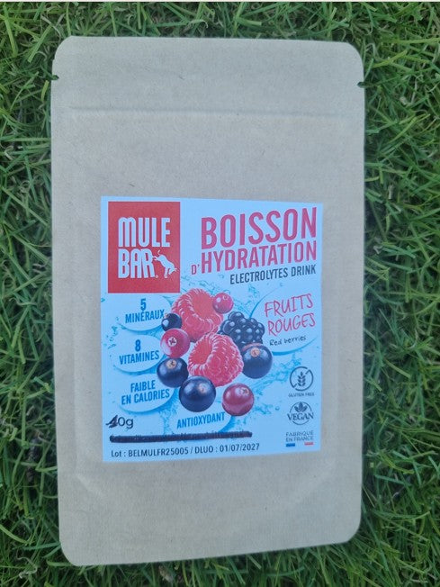 Boisson d’hydratation en poudre Mulebar fruits rouges 10g dose unitaire