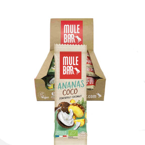 Boite de 15 barres énergétiques bio et vegan Mulebar ananas coco baies de goji