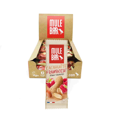 Boite de 15 barres énergétiques vegan Mulebar Cacahuète Framboise