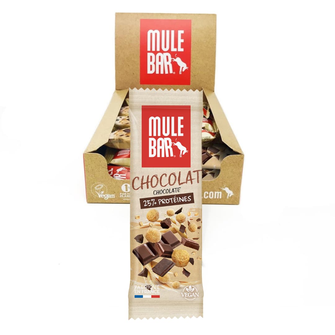 Boite de 15 barres protéinées vegan Mulebar Chocolat