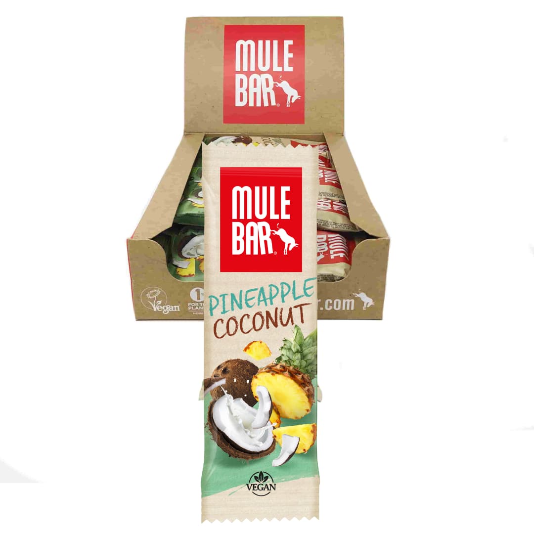 Boite de 15 barres énergétiques vegan Mulebar ananas coco baies de goji