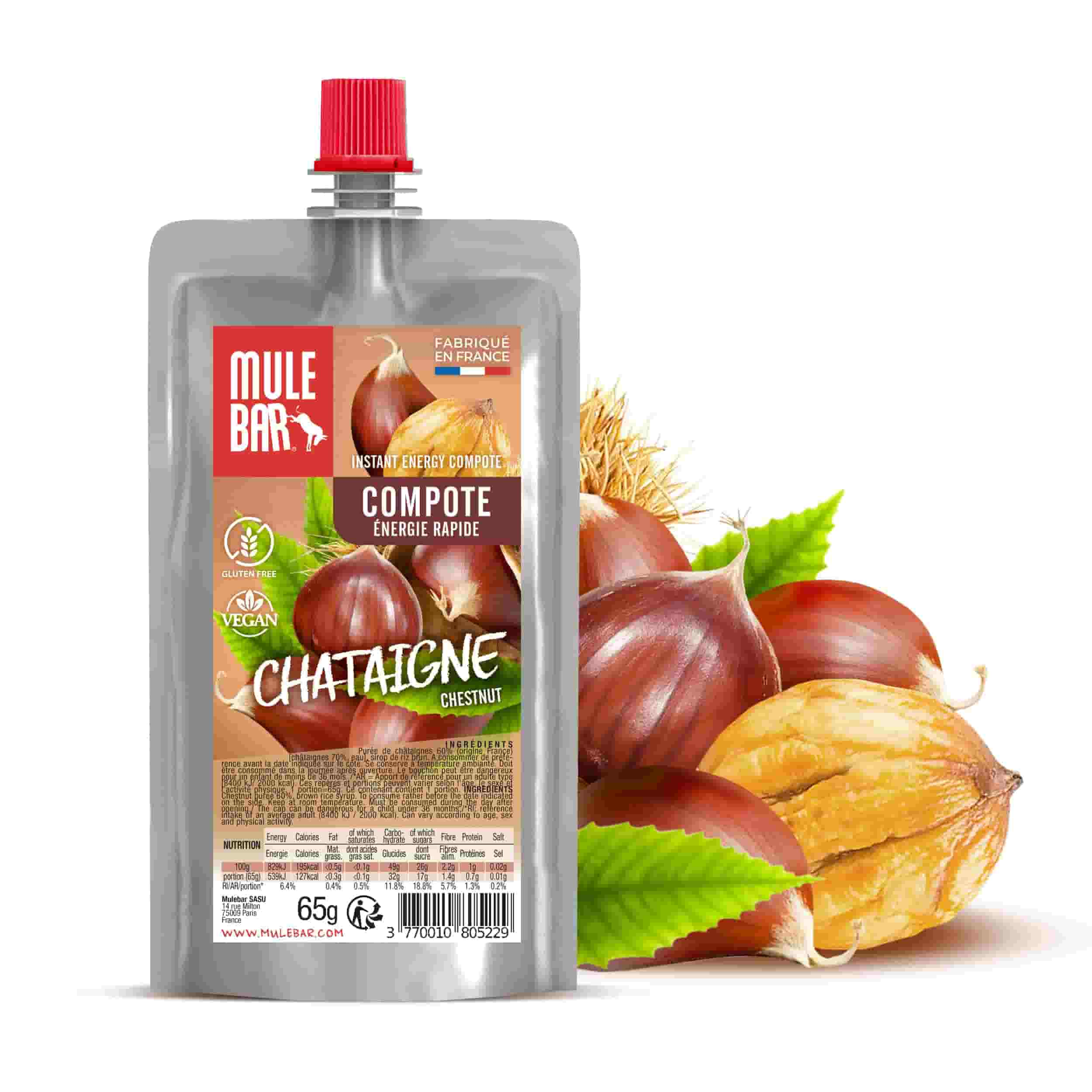 Compote énergétique bio et vegan Mulebar châtaigne