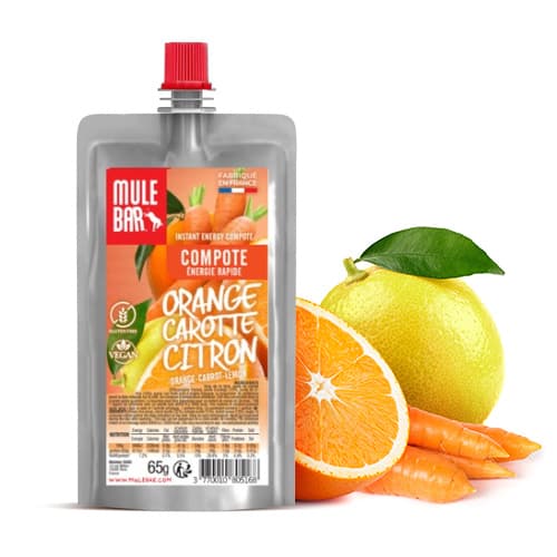 Compote énergétique vegan Mulebar orange carotte citron 65g