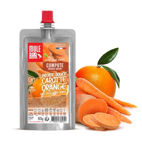 Compote énergétique vegan Mulebar patate douce orange cartte 65g