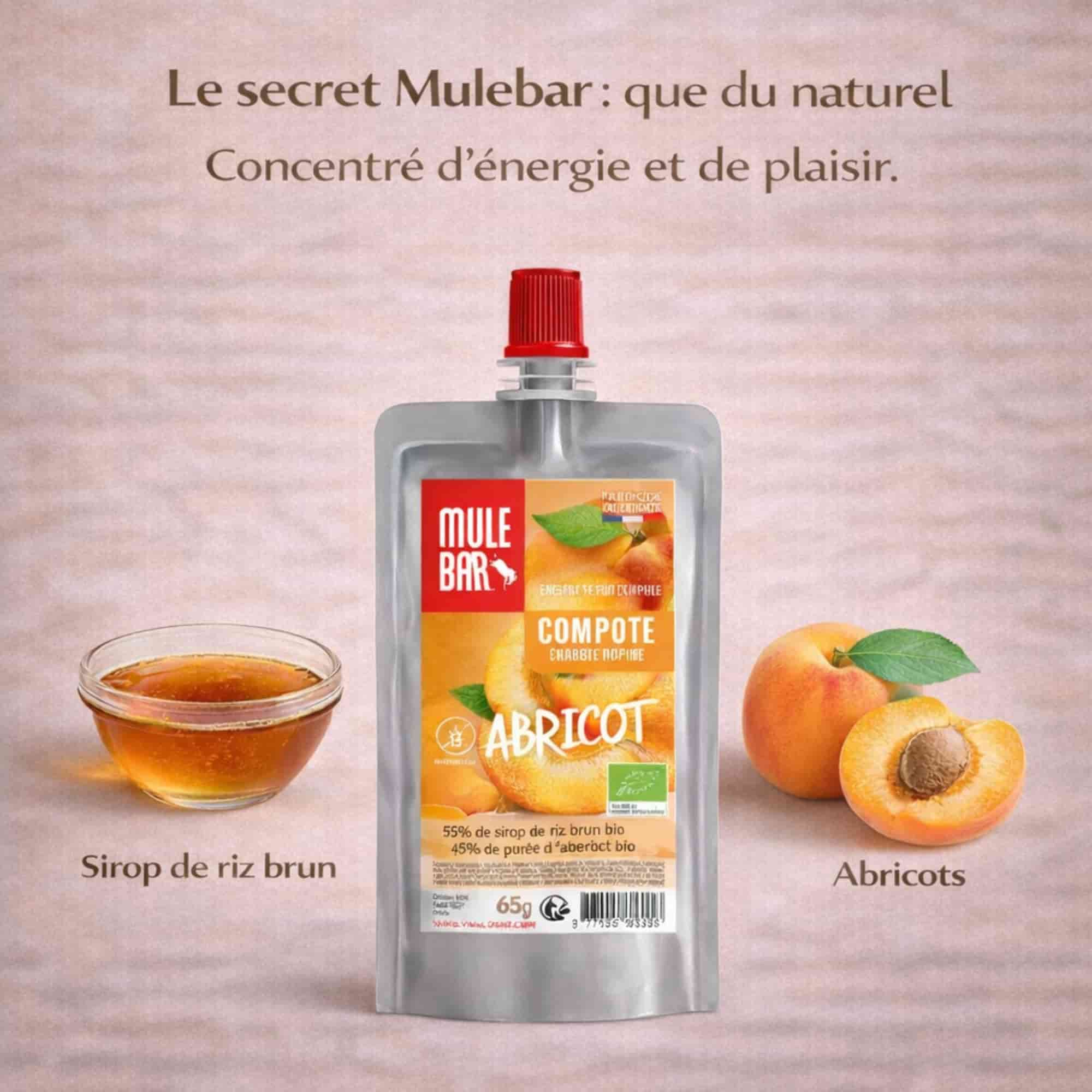 Ingrédients compote énergétique Mulebar abricot