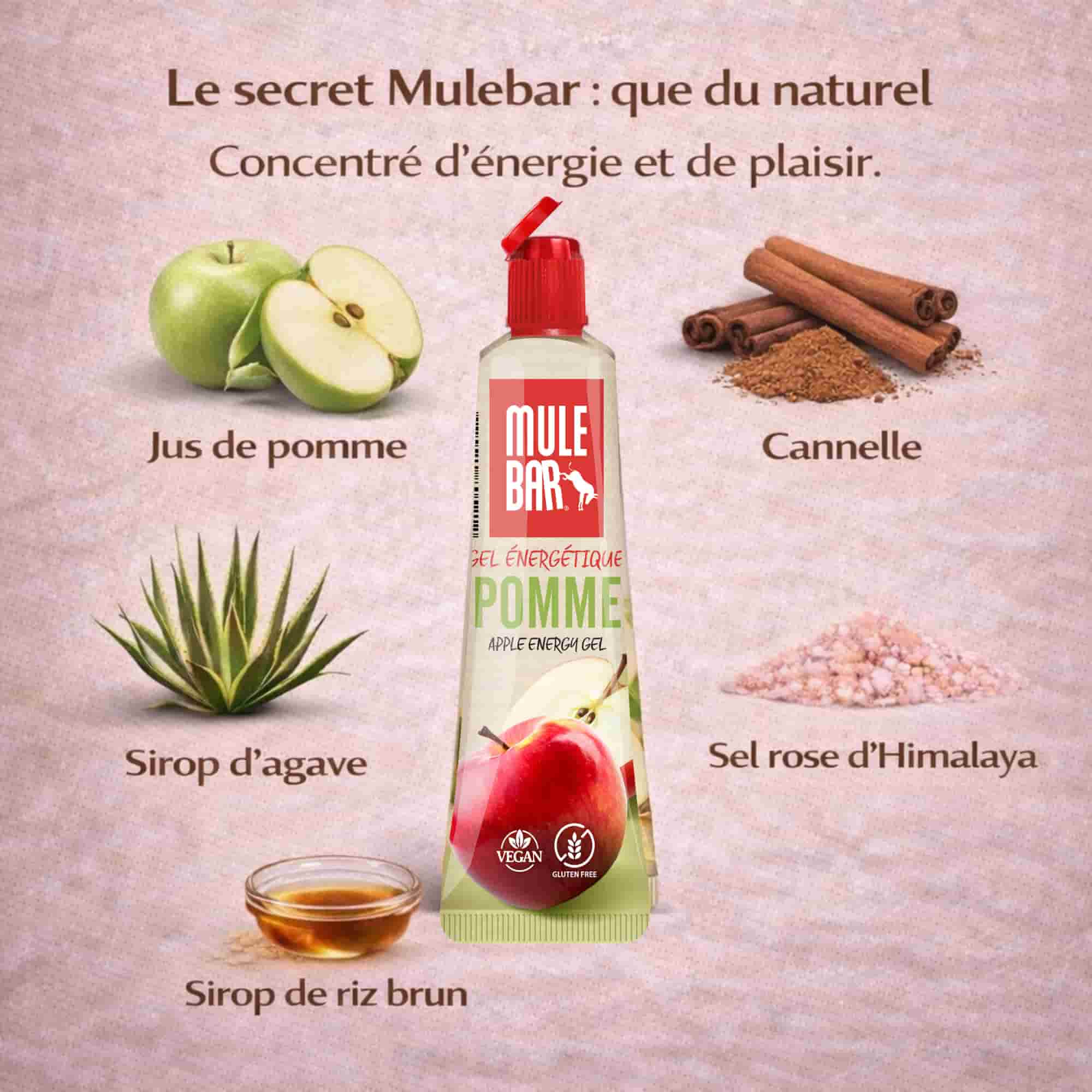 Ingrédients gel énergétique Mulebar pomme