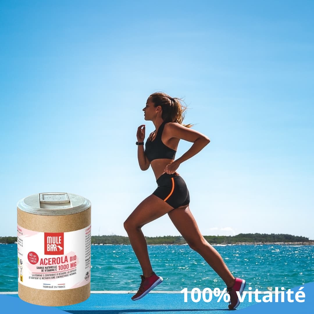 joggeuse à la mar avec mulebar acerola