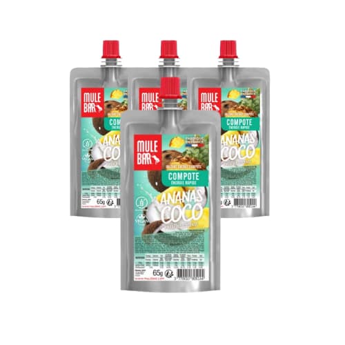 Lot de 4 compotes énergétiques vegan Mulebar ananas coco