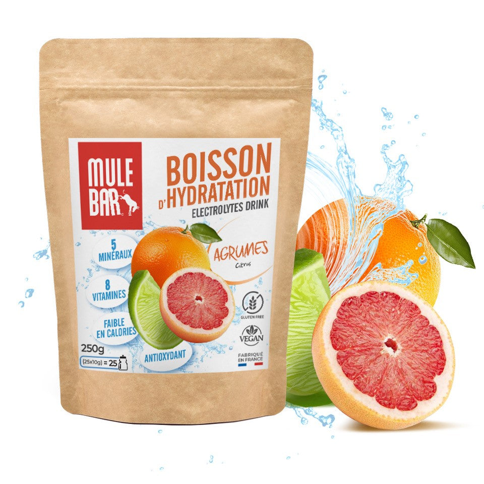 Boisson d'hydratation en poudre à diluer Mulebar aux agrumes