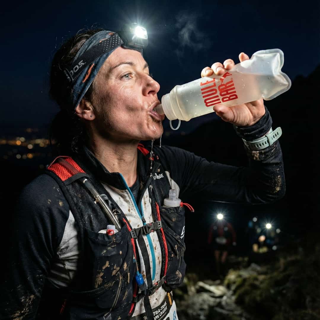 Ultra traileuse buvant avec une gourde en silicone Mulebar 500ml