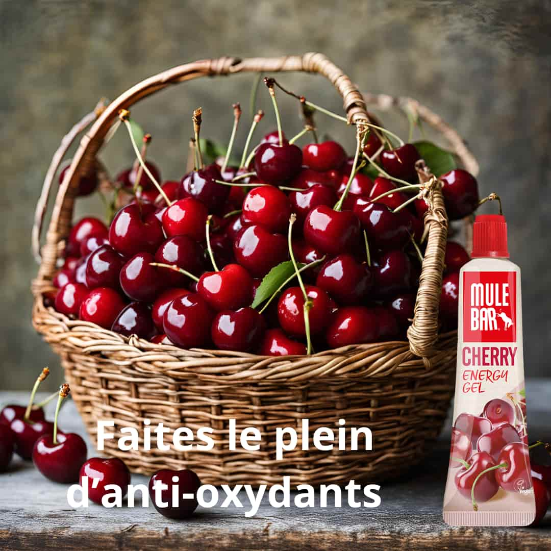 Publicité gel énergétique vegan Mulebar cerise 37g