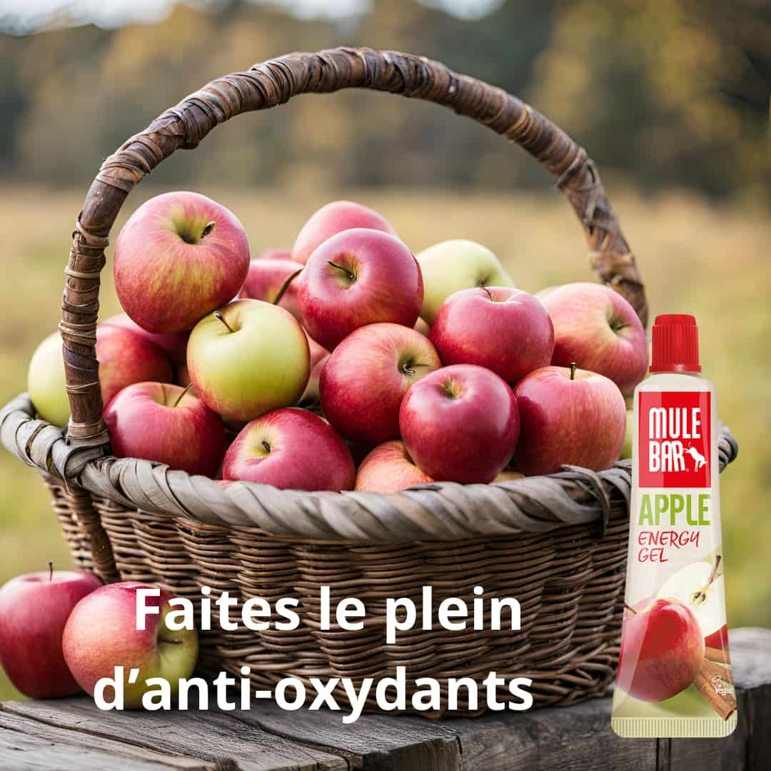 Publicité gel énergétique vegan Mulebar pomme 37g